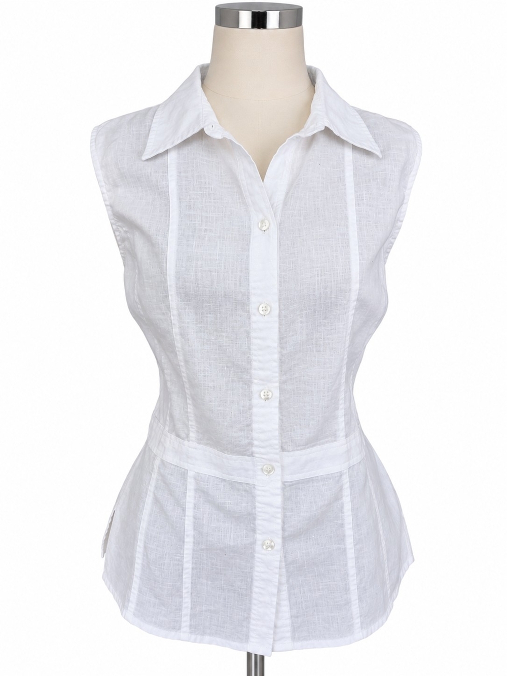 Worthington Women’s 12 White Sleeveless Button Front Tailored Blouse Top